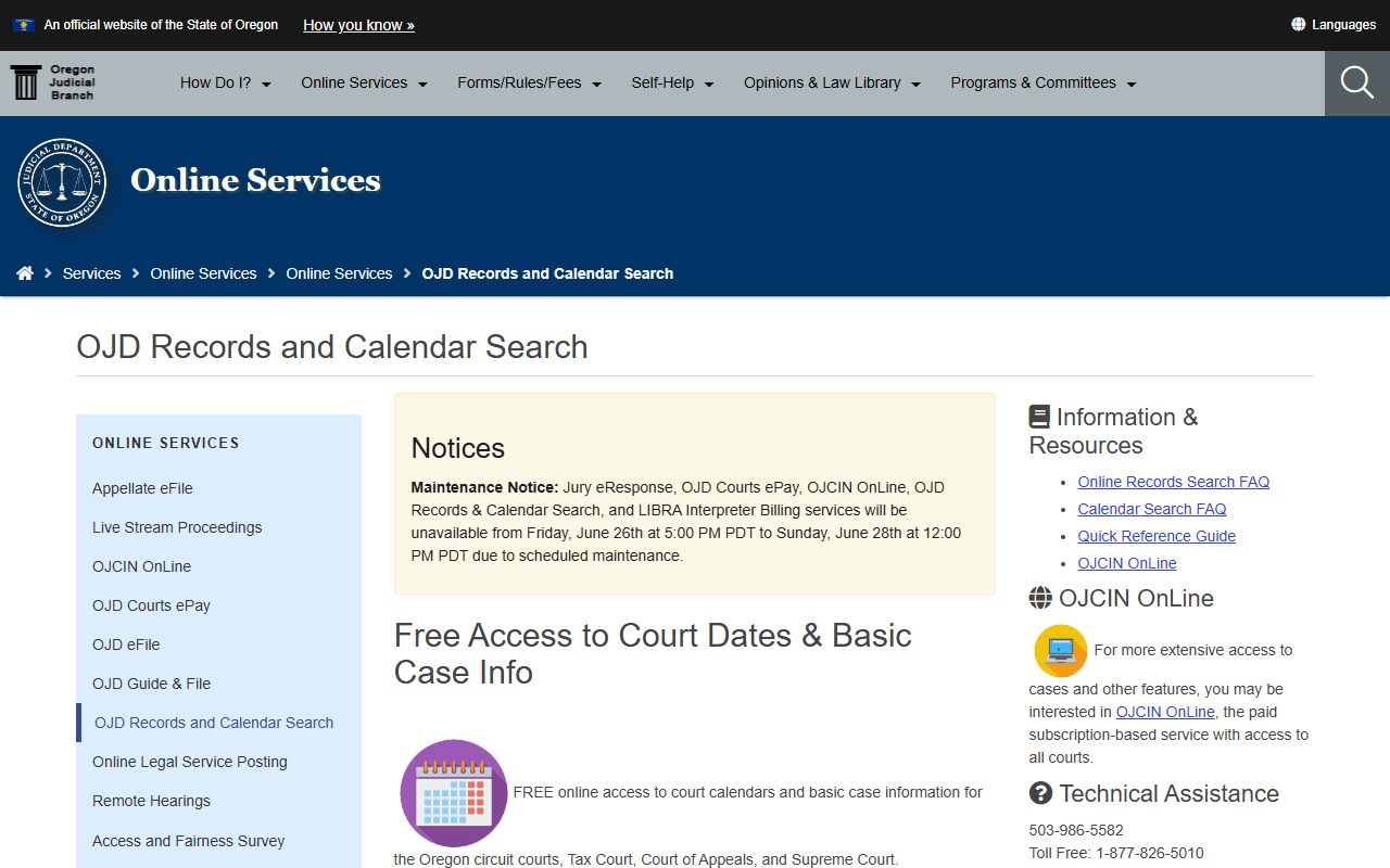 Multnomah County court records after jail arrest OJD search portal