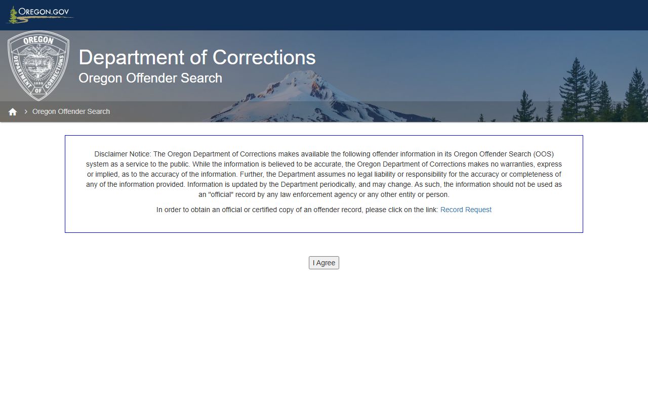 Oregon Offender Search official DOC sentenced inmate locator page